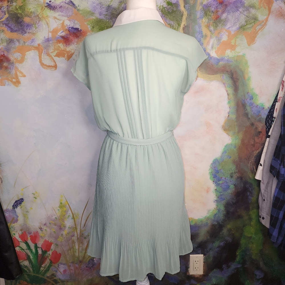 NWOT Deby Debo Mint Green Mesh Pleated Mini Dress - Picture 4 of 12